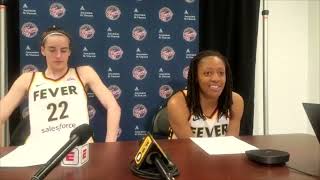 Caitlin Clark Kelsey Mitchell Christie Sides postgame media after 8887 Indiana Fever loss to Sky [upl. by Lechar]