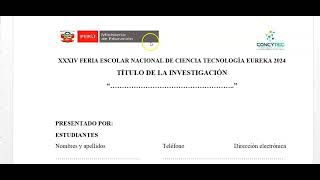 PROYECTO DE INVESTIGACIÓN Área Indagación Científica Descriptiva EUREKA 2024 [upl. by Aivon]