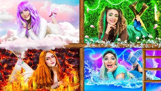 Fire Girl Water Girl Air Girl and Earth Girl  Four Elements in Real Life Multi DO Challenge [upl. by Yklam]