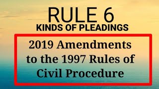 Revised Rules of Civil Procedure RULE 6 Kinds of Pleadings [upl. by Mayda]