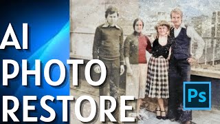 How to Restore Old Photos Using AI tool in Photoshop [upl. by Ynez514]