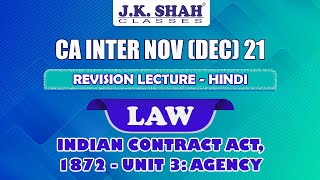 Indian Contract Act 1872  Unit 3Agency  Hindi  English [upl. by Ignace]