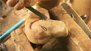 Wood Carving  How To Make A Wooden Dog Head By Hand [upl. by Wil967]