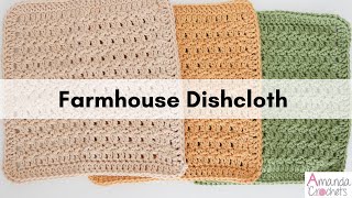 Farmhouse Dishcloth  Easy Dishcloth Pattern  Beginner Crochet [upl. by Ennayram919]