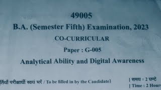 49005 ANALYTICAL ABILITY AND DIGITAL AWARENESS  BA 5th sem  Cocurricular  BA  BSC [upl. by Rosette]