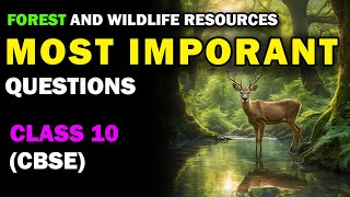 CBSE Class 10 SST Forest And Wildlife Resources Most Important Questions  Board Exam 202425 [upl. by Payne]