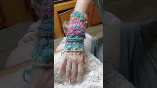 Fun crochet fingerless mittens longer video posted Of Mars pattern crochet shorts [upl. by Margaux]