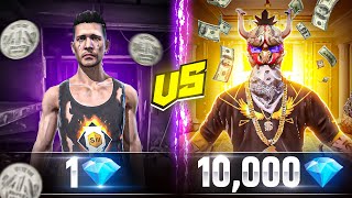 1💎 VS 10000💎 DIAMONDS CHALLENG IN FREE FIRE🔥 ULTIMATE top up😱watch how many skins I got Free Fire [upl. by Lynch231]