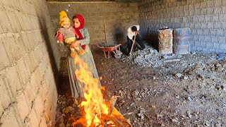 The Nomadic Family Lifestyle Khosrow and Niloufars Dedication in Cleaning the Sheep Shelter [upl. by Aenahs]