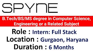 Spyne Hiring Intern Full Stack I BTechBSMS degree in Computer Science Engineering [upl. by Amehr]