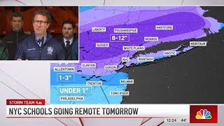 NYC winter storm updates remote schools polls open parking rules in effect  NBC New York [upl. by Aldin78]