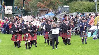 Kilsyth Thistle Pipe Band salute Chieftain on march past at 2024 Pitlochry Highland Games Scotland [upl. by Norval]