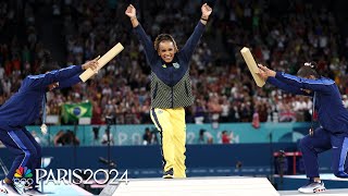 Best sportsmanship moment of the Olympics Andrade Biles Chiles and the floor medal ceremony [upl. by Ardnasak]