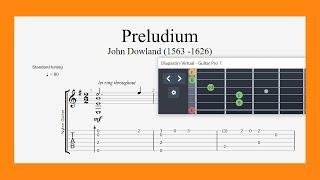 Preludium  John Dowland  Guitar TAB tutorial [upl. by Amirak]