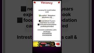 Today job search hotel job vacancy south indian cook banglore highsalaryjobvacancyinkerala [upl. by Akined]