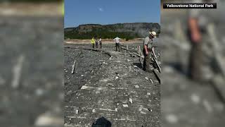 Hydrothermal geyser explosion in Yellowstone National Park [upl. by Atinus]