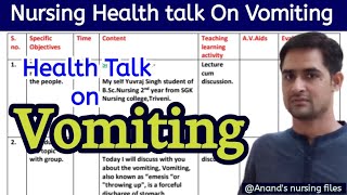 Health talk On VomitingNursing health talk On VomitingVomiting health talk health talk [upl. by Hcahsem]