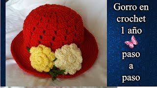 GORRO DE 1 AÑO en crochet PASO A PASO [upl. by Adnahcal]