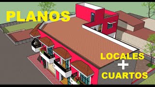 PLANO DE LOCALES 🚧 EN ESQUINA CON CUARTOS EN PLANTA ALTA [upl. by Doi]