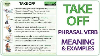 TAKE OFF  Phrasal Verb Meaning amp Examples in English [upl. by Norok538]