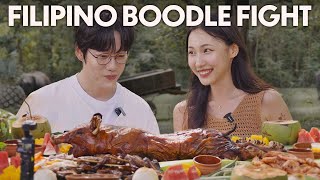 Introducing Filipino Boodle Fight to Korean Artist 10CM [upl. by Aremahs]