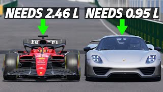 Can An F1 Car Beat a ROAD CAR With 1 LITRE Of FUEL [upl. by Mona181]