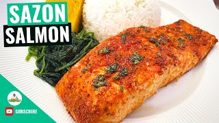 Baked Salmon Recipe  Sazon Flavored Salmon  How to make Baked Salmon  Sauteed Spinach Recipe [upl. by Pega]