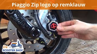 Piaggio Zip logo plakken op remklauw  Montagevideo  De Scooter Shop [upl. by Olinde]