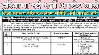 हरियाणा नई भर्ती अपडेट जारी health department Kaithal district vacancy update today sarkarijobalerts [upl. by Nayd619]