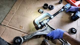 Oddly Satisfying Using Ball Joint Tool to Press In Bushing  How To Control Arm Repair Mechanic [upl. by Eggett908]