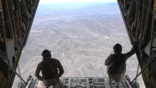 C130J Performs Airdrop Over Afghanistan  Airlift Squadron Drops Cargo [upl. by Lenehc484]