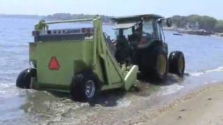 Seaweed Removed from Tideline by Barber SURF RAKE Beach Cleaner [upl. by Va475]