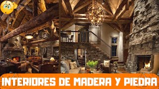 INTERIORES DE CABAÑASMADERA Y PIEDRA [upl. by Elpmid901]