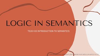 Introduction to Semantic  Logic [upl. by Milburr643]