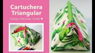 Cartuchera Neceser Triangular l Patrones GRATIS ♥ [upl. by Ainorev]