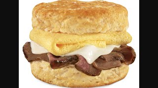 NEW CARLS JR  HARDEES Steak Egg amp Cheese Breakfast Biscuit [upl. by Enivid]