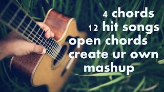 4 open chords 12 Hit Songs GUITAR SIMPLE ACOUSTIC LESSONS BOLLYWOOD MASHUP [upl. by Marron635]