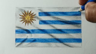 Como desenhar a Bandeira do URUGUAI realista PASSO A PASSO narrado [upl. by Zabrine]