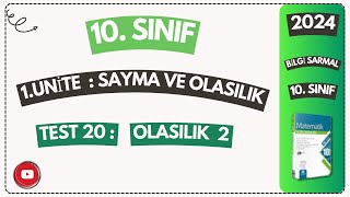 TEST 20 OLASILIK 2  BÄ°LGÄ° SARMAL 10 SINIF MATEMATÄ°K SORU BANKASI Ã‡Ã–ZÃœMLERÄ°  2024 [upl. by Byers591]