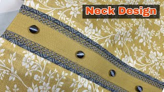 Joint lace neck design cutting and stitching  New neck design  sapphire dress designing [upl. by Pul339]