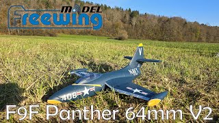 Freewing F9F Panther 64mm V2  maiden flight my first EDF [upl. by Kenny775]