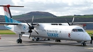 Luxair Dash8 Q400 LXLGF Departing ClermontFerrand Auvergne Airport CFELFLC [upl. by Anima]