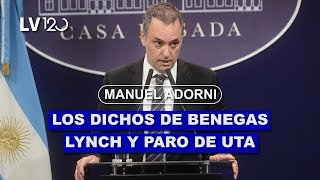 MANUEL ADORNI sobre los dichos de BERTIE VENEGAS LYNCH y PARO DE UTA  La Voz [upl. by Mulcahy867]