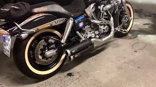 HarleyDavidson Fat Bob CVO mit Edelstahl Klappenauspuff short der Fa Kern [upl. by Htiekal834]