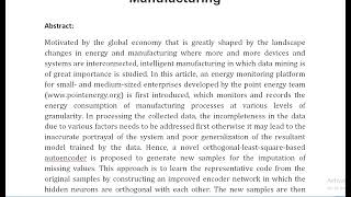 Missing Data Imputation With OLS Based Autoencoder for Intelligent Manufacturing [upl. by Gairc199]