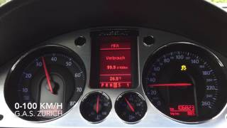 VW Passat 32 V6 FSI 250 PS DSG 0100 kmh acceleration [upl. by Nalro]