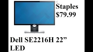 79 Staples Dell SE2216H 22” LED nonmountable Monitor HDMI amp VGA inputs 1080p non 4k monitor [upl. by Doran]