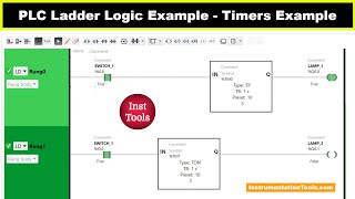 PLC Ladder Logic Example  Timers Example [upl. by Alane532]