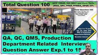 IATF 16949 ISO 9001 and Core Tools MSA SPC PPAP PFMEA APQP Control Plan Total Question 100 [upl. by Ajroj]