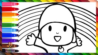 Dibuja y Colorea A Pocoyó Con Un Arcoiris 👶🌈 Dibujos Para Niños [upl. by Zoarah]